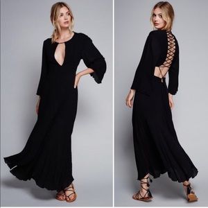 NWT free people maxi long dress skirt black damage